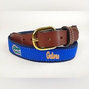 University of Florida Gators Woven Ribbon on Cotton Web Unisex Leather Belt Sz30